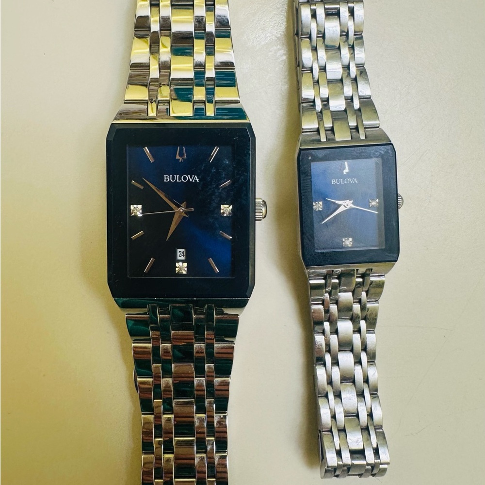 Bulova Silver and Black Men's an women’s Watch his and hers